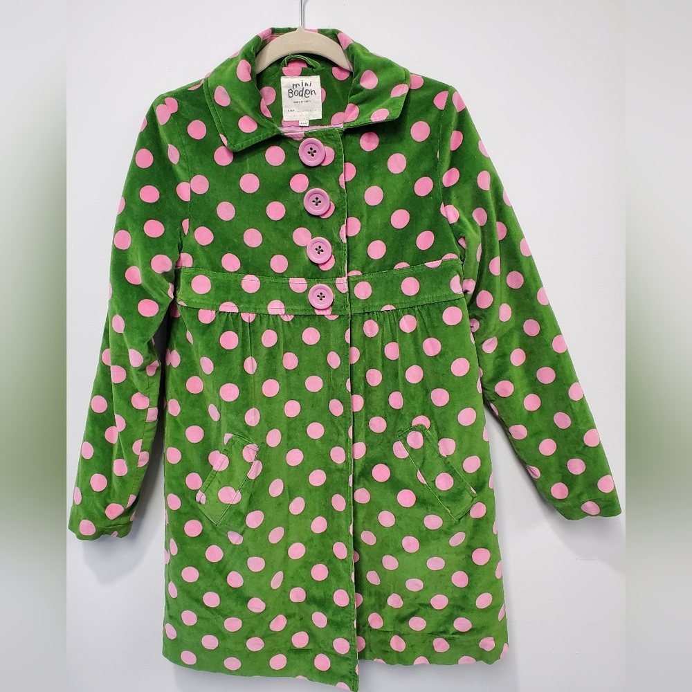Girl's Mini Boden Polka-Dot Coat 13/14